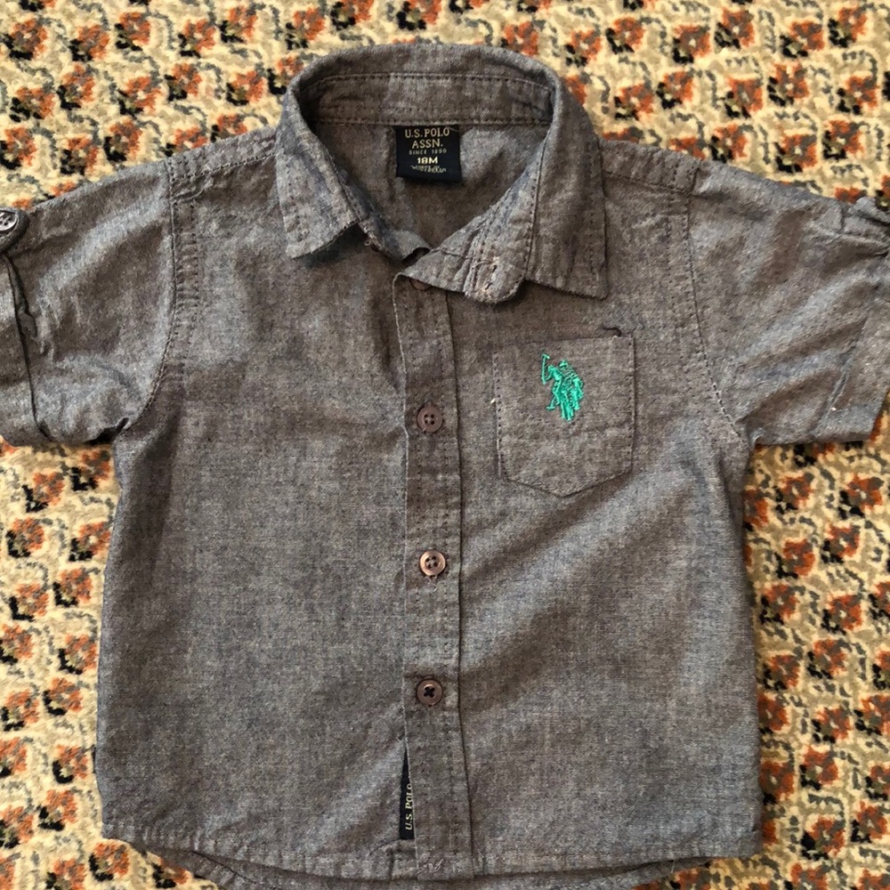 Sale 🎈3/$20 EUC U.S.Polo Assn Denim 100% Cotton Shirt size 18M